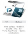 1.000 Cartões - 48x88mm Couchê - 300g - 4x1 Verniz Total Frente - 4 Cantos Arredondados